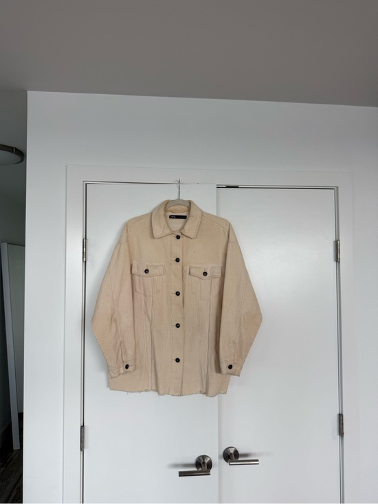 Zara Tops - Zara Beige Corduroy Jean Jacket - Neutral Button-Up